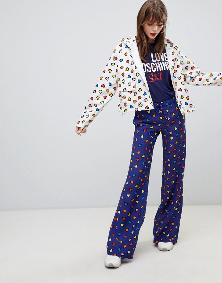 Love Moschino Heart Print Flared Pants - Blue