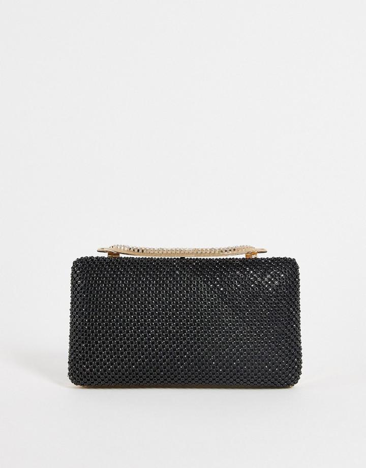 True Decadence Rounded Box Clutch In Black Sparkle