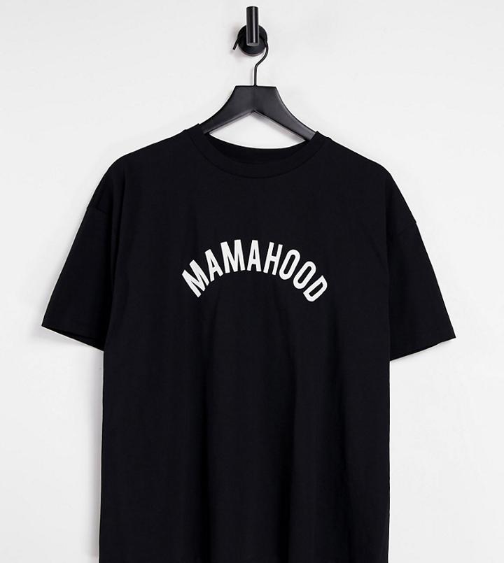 Asos Design Maternity Oversized T-shirt With Slogan In Black