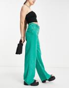 Mango Straight Leg Jeans In Bright Green