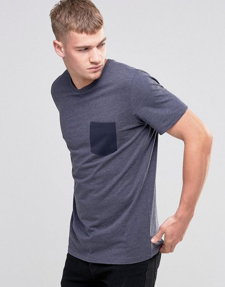 Jack & Jones T-shirt With Contrast Pocket - Navy
