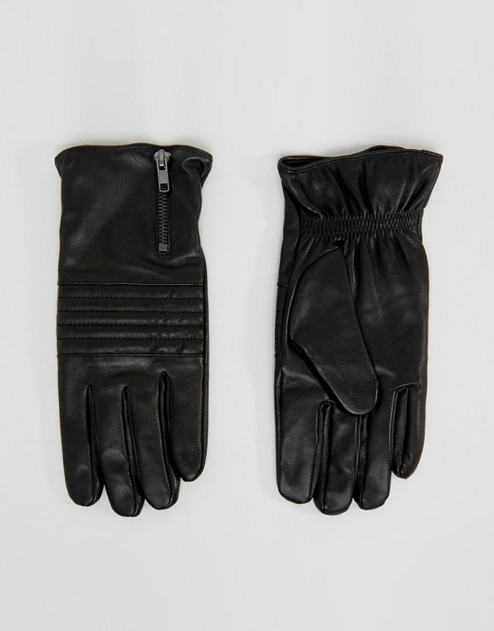 Selected Homme Gloves In Leather - Black
