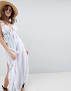 Asos Natural Stripe Maxi Beach Dress - Multi