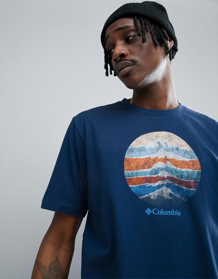 Columbia Mountain Sunset Logo T-shirt In Navy - Navy