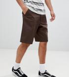 Asos Design Tall Slim Longer Shorts In Dark Brown - Brown