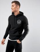 Hollister Hoodie Athletic Print Logo In Black - Black