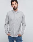 Farah Slim Pique Button Through Shirt In Beige - Beige