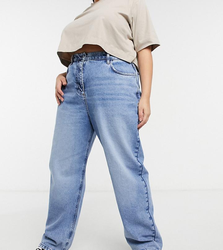 Collusion Plus X014 90s Baggy Dad Jeans In Blue Vintage Wash-blues
