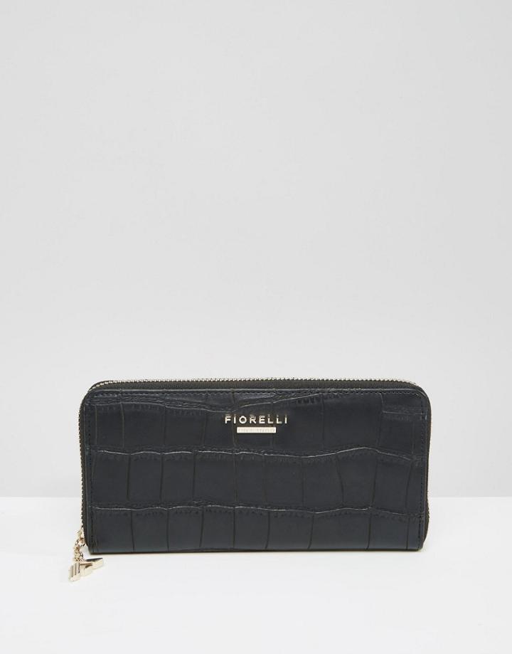 Fiorelli City Zip Around Croc Purse - Black