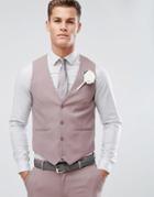 Asos Design Wedding Skinny Suit Vest In Mink-purple