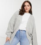 Asos Design Curve Edge To Edge Boxy Cardigan In Gray-grey