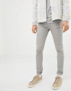 Jack & Jones Skinny Jeans In Destroyed Gray Denim - Gray