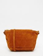 Asos Festival Suede Cross Body Bag With Square Flap - Tan