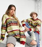 Reclaimed Vintage Inspired Unisex Branded Stripe Sweater-multi