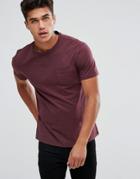 Celio Washed T-shirt With Pocket - Red