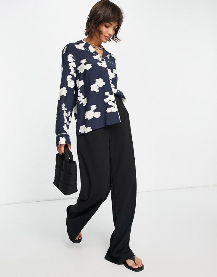 & Other Stories Jacquard Long Sleeve Top In Navy Print - Part Of A Set