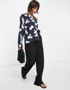 & Other Stories Jacquard Long Sleeve Top In Navy Print - Part Of A Set