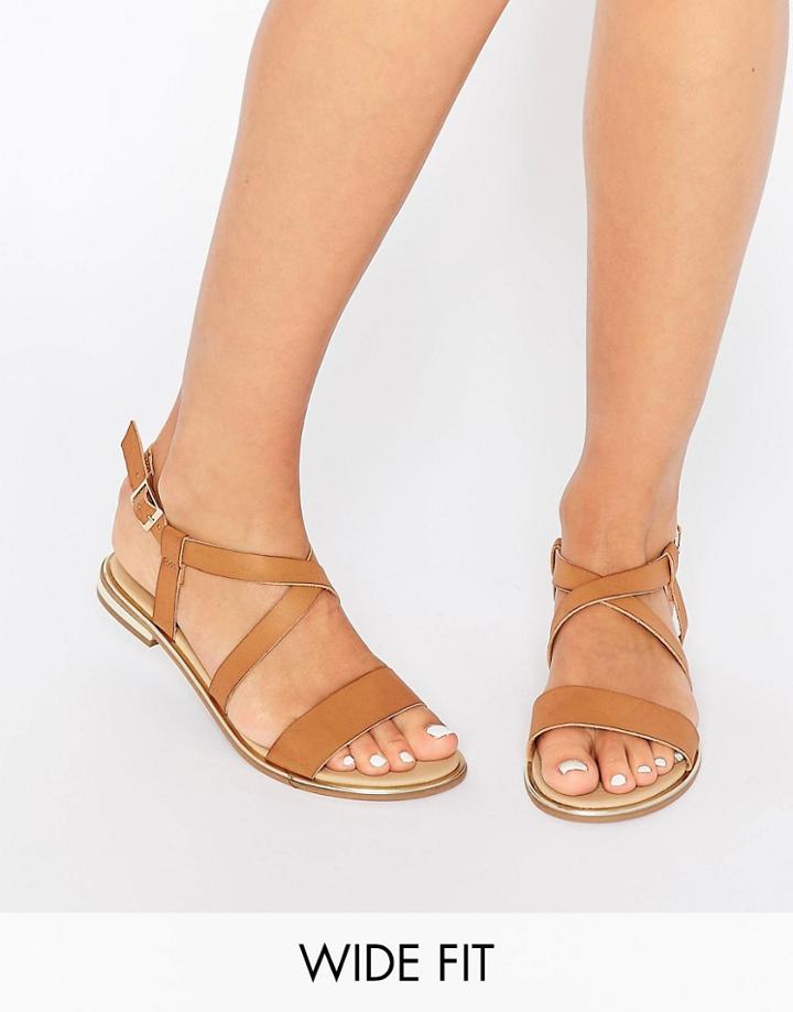 New Look Wide Fit Cross Over Sandal - Tan