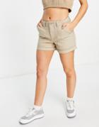 Vero Moda Organic Cotton Blend Cargo Shorts In Beige-neutral