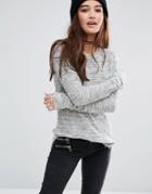 Pull & Bear Long Sleeve Knitted Sweater - Gray