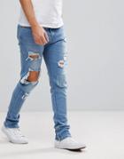 Diesel Deepzip Lightwash Jeans With Rips - Blue