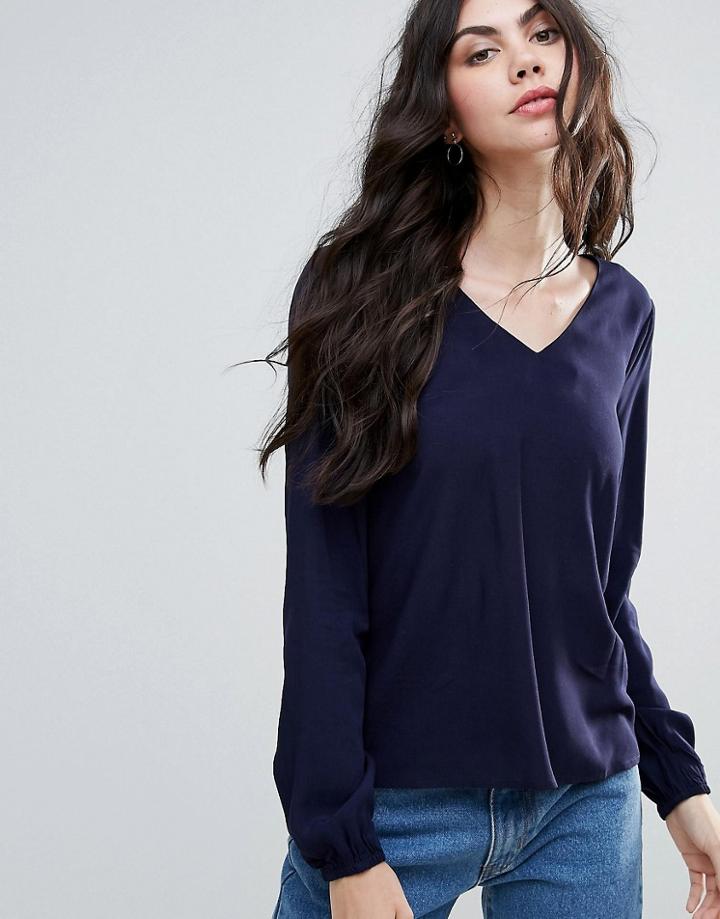 Vero Moda V Neck Blouse - Navy