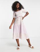 Miss Selfridge Tiered Frill Detail Midi Dress In Mix Match Print-multi