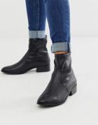 Aldo Erigori Strech Leather Ankle Flat Boot-black
