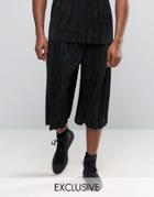 Reclaimed Vintage Wide Leg Plisse Culottes - Black