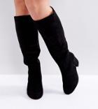 Asos Carson Wide Fit Knee High Boots - Black