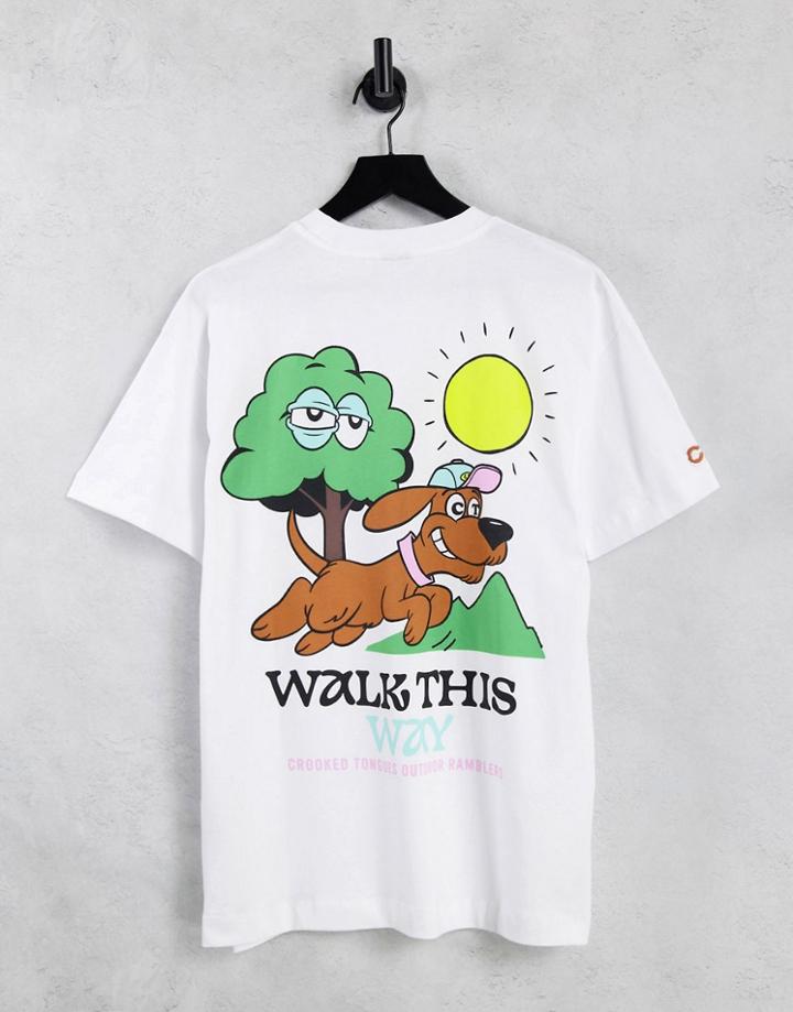 Crooked Tongues T-shirt With Walk This Way Graphic Print In White