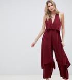 Asos Design Tall Jumpsuit With Multi Layers-red