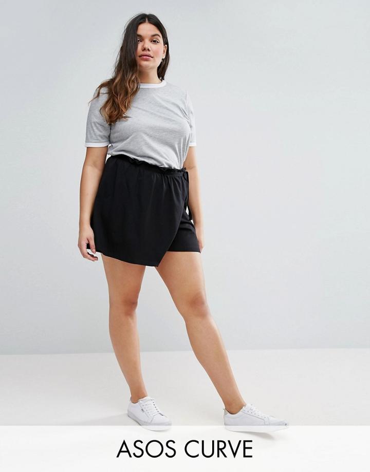 Asos Curve Wrap Tie Skort - Black