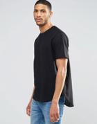 Asos Woven Textured T-shirt In Black With Short Sleeves - Black