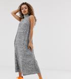 Asos Design Petite High Neck Sleeveless Maxi Dress In Marl - Gray