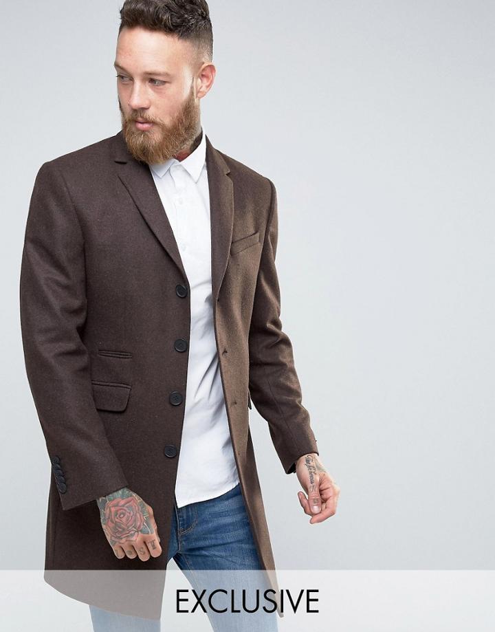 Heart & Dagger Overcoat In Tobacco - Brown