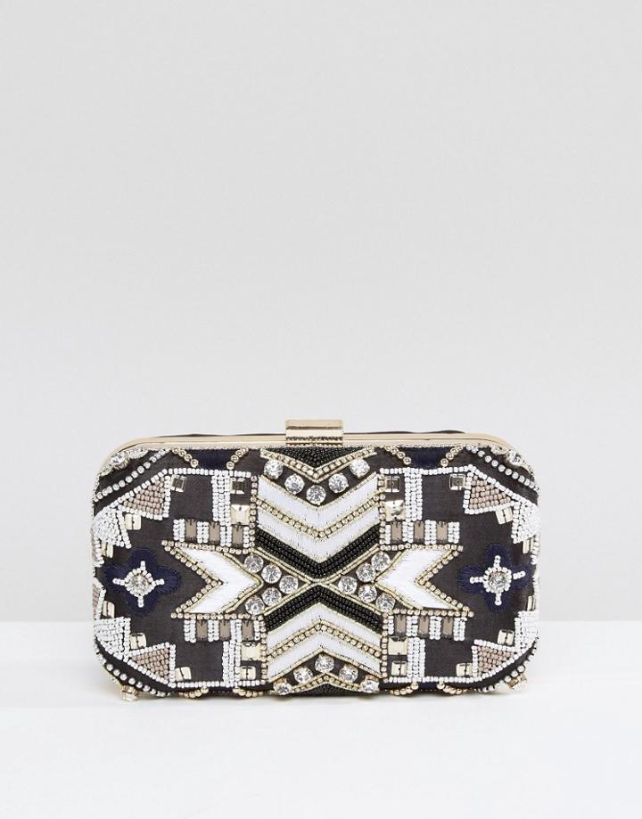 Park Lane Handmade Embroidered Clutch Bag - Black