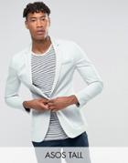 Asos Tall Super Skinny Blazer In Light Gray Cotton - Gray