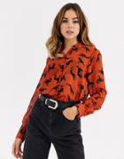 Asos Design Long Sleeve Soft Shirt In Dog Print-multi