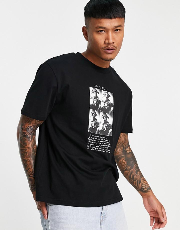 Asos Design T-shirt With Tupac Print In Black