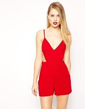 Asos Spagetti Playsuit - Red