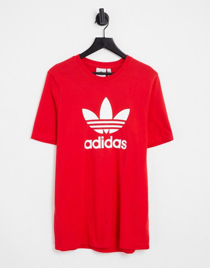 Adidas Originals Adicolor Large Logo T-shirt In Red