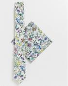 Gianni Feraud Liberty Print Wild Flowers Tie And Pocket Square-white