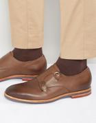 Hudson London Tasker Leather Monk Shoes - Tan