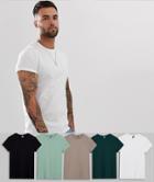 Asos Design 5 Pack T-shirt With Crew Neck And Roll Sleeve Save-multi