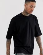 Asos Design Oversized T-shirt With Side Split In Black - Black