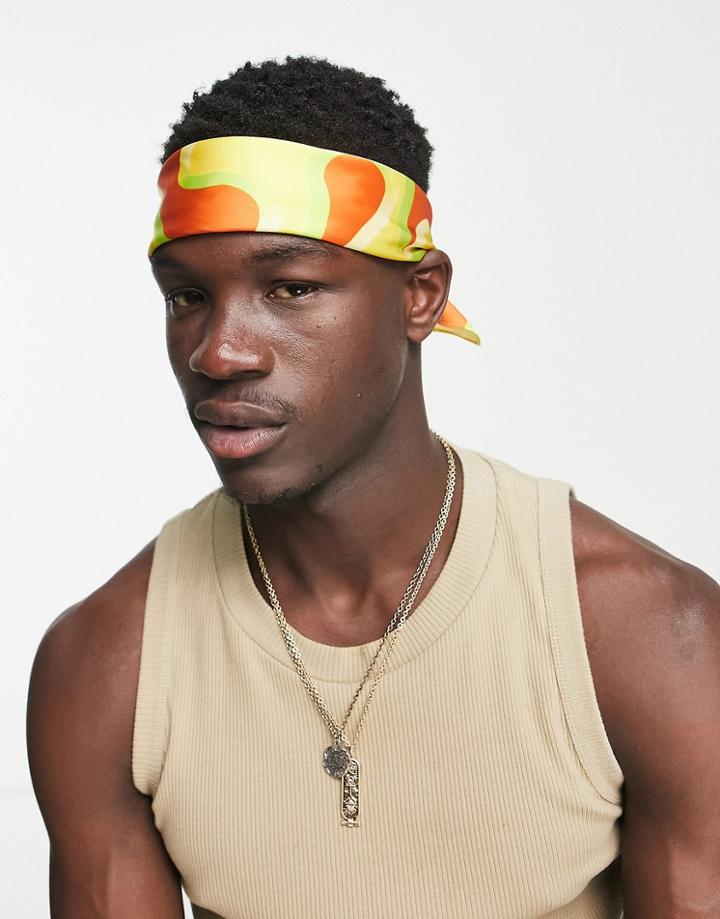 Asos Design Head Scarf In 70's Swirl Print-multi