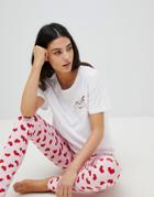 Asos Embroidered Love Heart Big Hands Legging Set - Multi