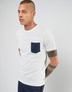 Produkt T-shirt With Dot Print And Contrast Pocket - White
