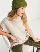 Monki High Neck Knit Vest In Beige-purple